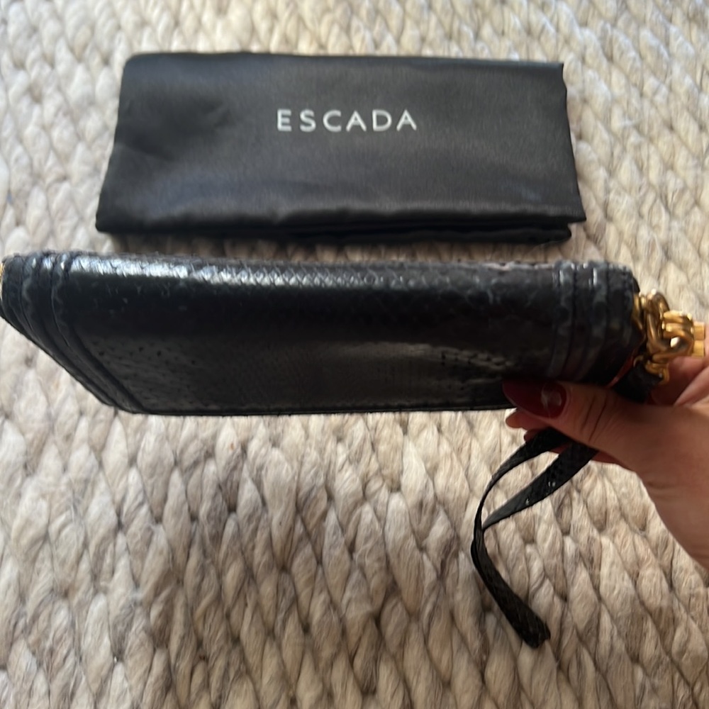 Euc Navy Blue Python Leather Wallet With Dust Bag - image 2